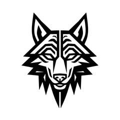 Obraz premium Tribal Wolf Head Tattoo Vector Illustration Black and White