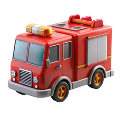 Cartoon fire truck isolated on transparent background, a symbol of emergency response