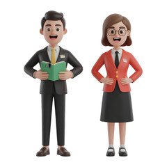 Confident business professionals ready to present knowledge and ideas, a dynamic duo.