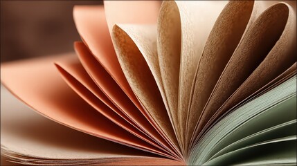 Closeup Of Fanned Open Book Pages In Warm Tones