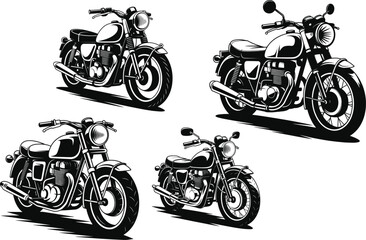 Obraz premium Motorcycle Illustrations Classic Bike Designs Black and White