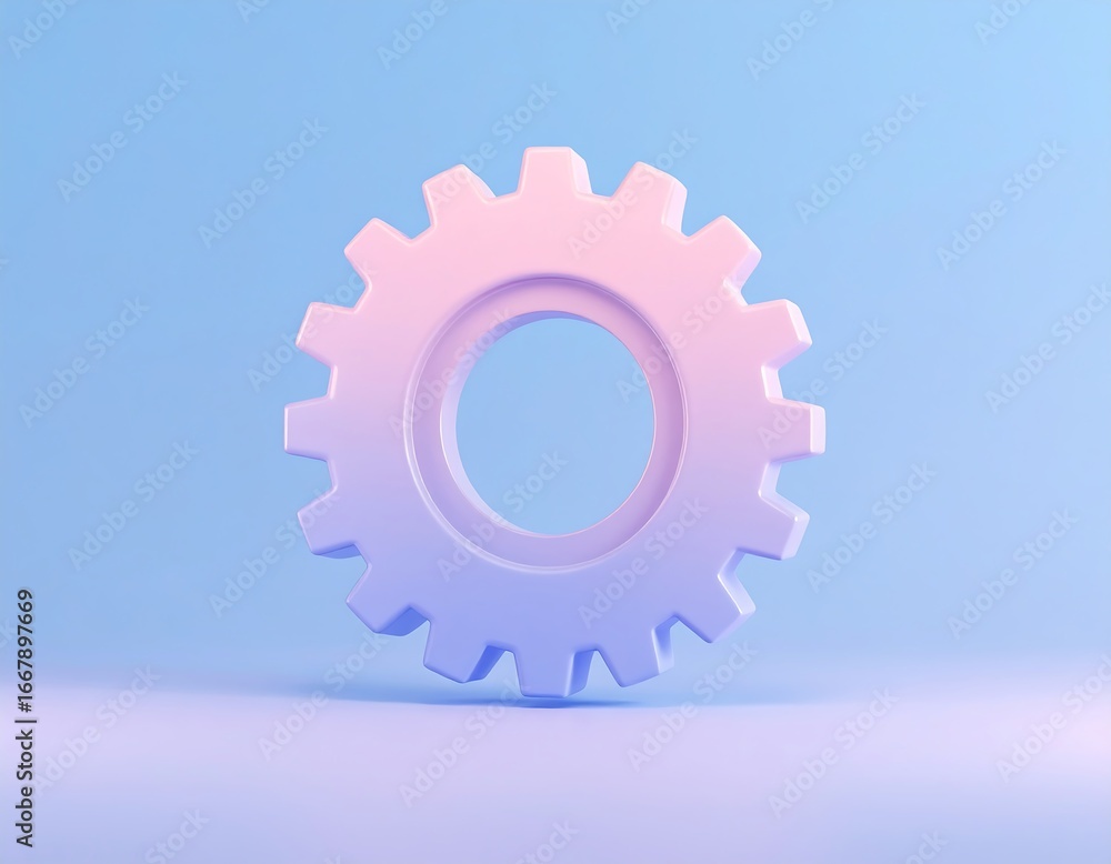 Aufkleber abstract 3d rendered gear mechanism with soft pastel color gradient background and lighting