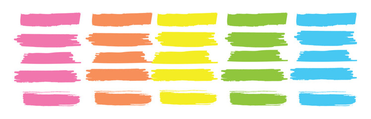 Highlight marker lines. Colored highlight stripes. Hand drawn marker strokes