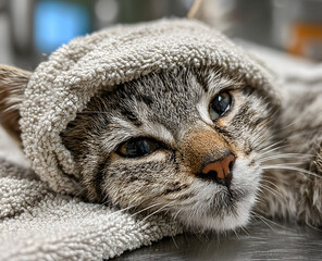 Injured rescued shelter kitty cat