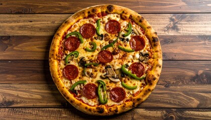 pizza on wooden background