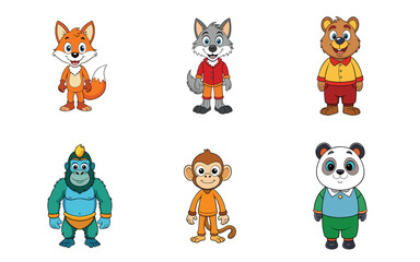 Cartoon Forest Animals Set. Friendly Cartoon Animal