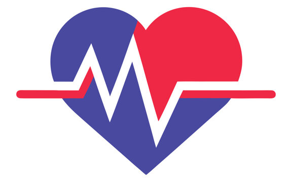 Medical heart logo and health pulse icon. Heart Rate Monitor Graphic, Vibrant Red and Blue Heartbeat Symbol