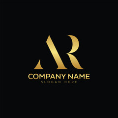 Letter AR golden logo design with creative Vector