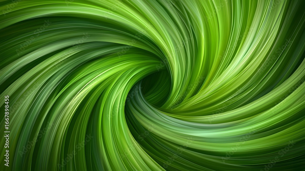 Poster the image showcases an abstract vortex with flowing, vibrant shades of green, creating a mesmerizing