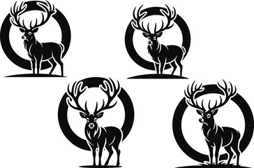 Elegant Deer Silhouette Designs Circular Logo
