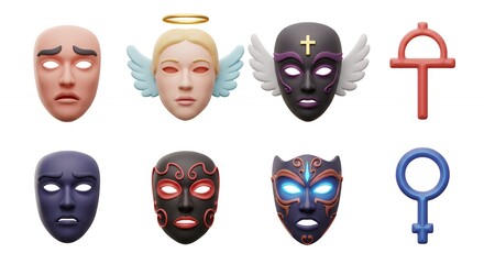 Colorful digital masks collection for diverse commercial use