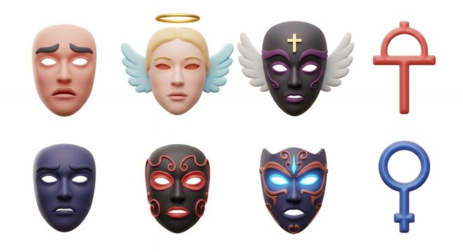 Colorful digital masks collection for diverse commercial use