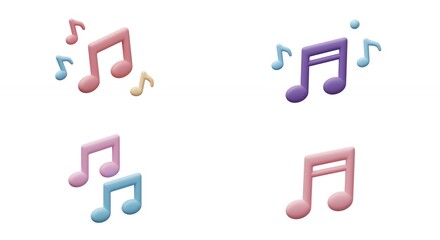 Pastel music notes graphic design elements