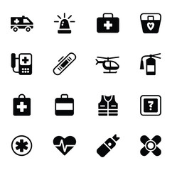 Medical emergency and safety icons ambulance siren