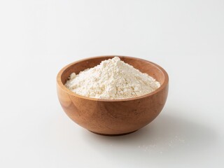 Wooden Bowl Filled with a Mound of Powder. Contrast of Textures and Muted Colors.