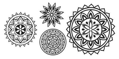 Several hand drawn mandalas