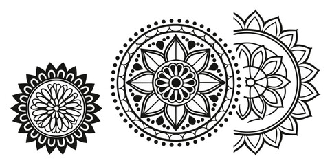 Several hand drawn mandalas