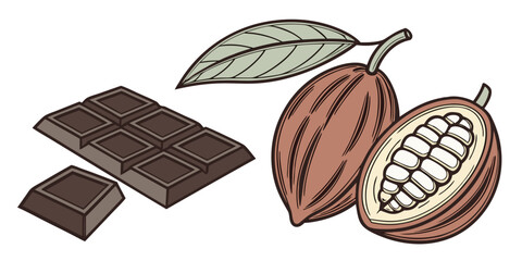 Chocolate elements hand drawn illustration collection