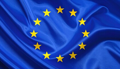 European Union flag with twelve gold stars on blue background