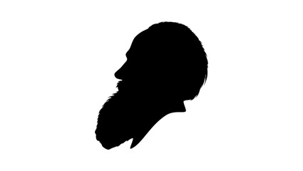 Lev Tolstoy portrait, black isolated silhouette