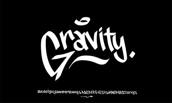 Grafity Font, a dynamic graffiti font for bold, modern marker pen logos, expressive and vibrant titles, and a youthful urban feel. Artistic typography design. Vector typeface.