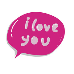 Pink bubble with I love you text inside