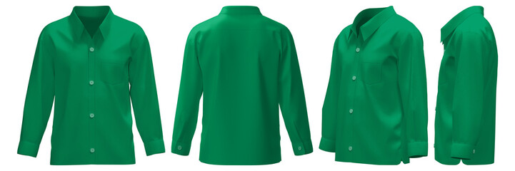 Realistic 3D green casual shirt created with fashion software