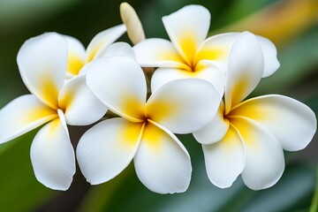 Obraz premium Close-up of four plumeria flowers