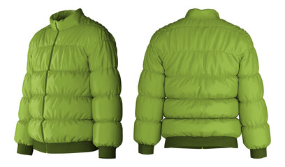 Realistic 3D model of a green puffer jacket design © puruan