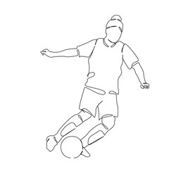 Fototapeta premium One continuous single drawing line art flat doodle sport, soccer, competition, athlete, football, player, game, woman. Isolated image hand draw contour on a white background, hand drawn, not AI