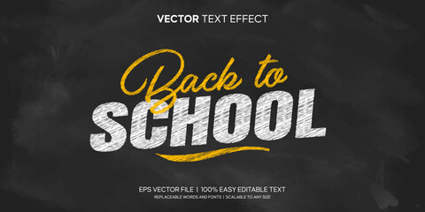 Back to School Chalk Text Effect On Black Board Editable Text Effect Template Style Premium Vector