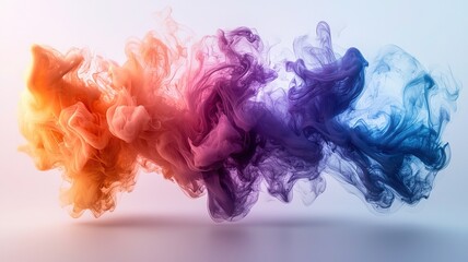 Fototapeta premium Abstract Blue Purple Orange Smoke on Light Background, Watercolor Ink Concept Art 