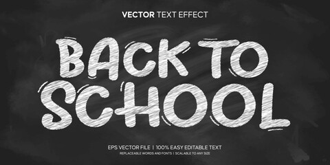 Back to School Text Effect Editable On Black Board with Chalk Style Premium Vector
