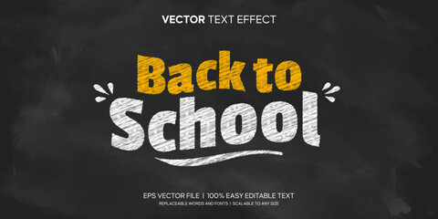 Back to School text effect hand-drawn style on a black chalk board © HeicreativeStudio