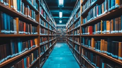 Library aisle filled with books