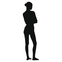 A silhouette of a woman in a simple, casual pose without any specific dress details, emphasizing shape and posture. Ideal for creative, artistic, or minimalist design projects.