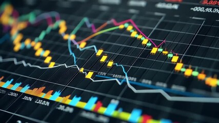 Digital numeric indicators and motion fluctuating graphs - Powered by Adobe