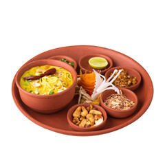 Authentic Khow suey dish in a earth plate on a Transparent PNG Background