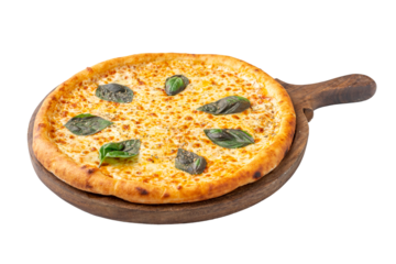 Classic Margherita pizza on a Transparent PNG Background