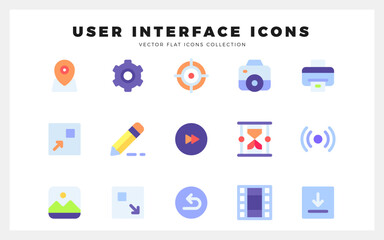 15 User Interface Flat icons pack. vector illustration.