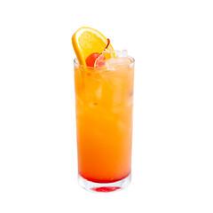 Sex on the Beach Cocktail with orange and cherry garnish on a Transparent PNG Background