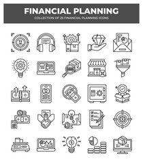 Collection of 25 Financial Planning Icons: Your Guide to Business Growth