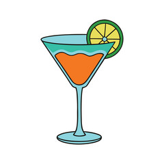 Refreshing orange cocktail in a martini glass garnished with a citrus slice