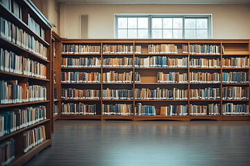 Library with many scientific books 