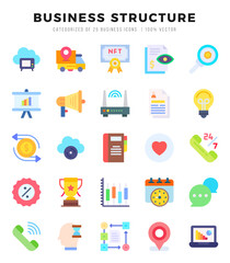 Business Structure Flat icons collection. 25 icon set in a Flat design.