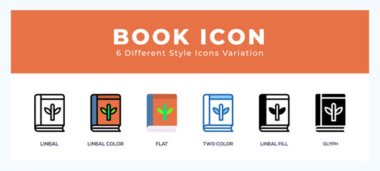 Obraz premium Book icon set with different styles. Vector illustration.