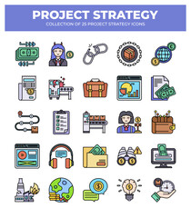 Project Strategy Icons: A Collection of 25 Essential Icons for Business Planning