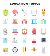 Education Topics icons set. Vector illustration.