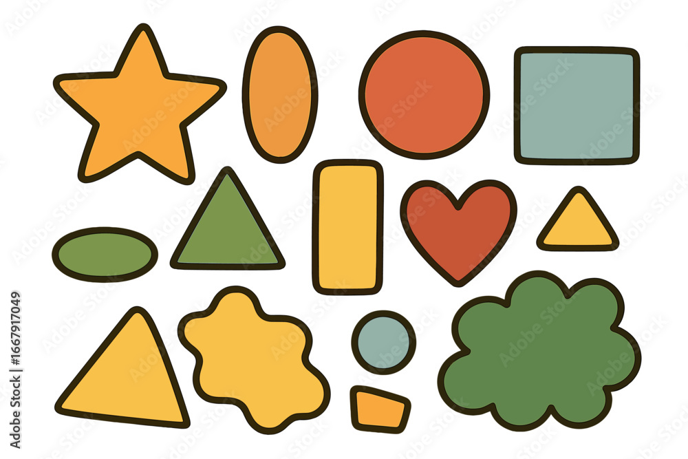 Aufkleber set of colorful retro geometric shapes. abstract modern basic forms for design projects. sticker col