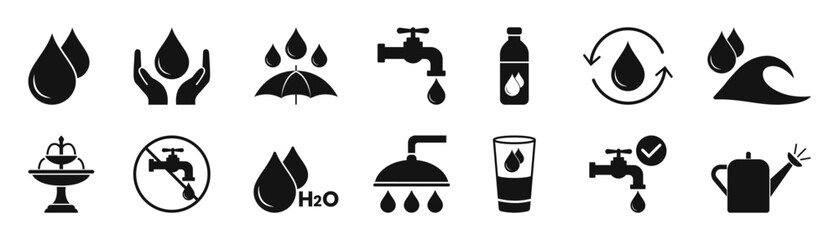 water flat vector icon set